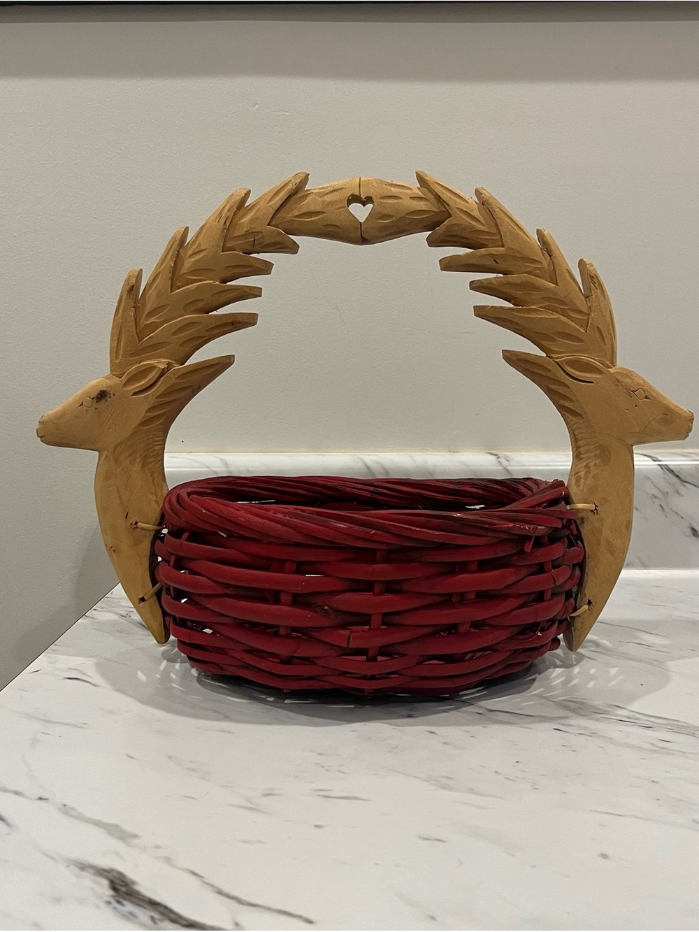 Wooden Deer Handle Basket